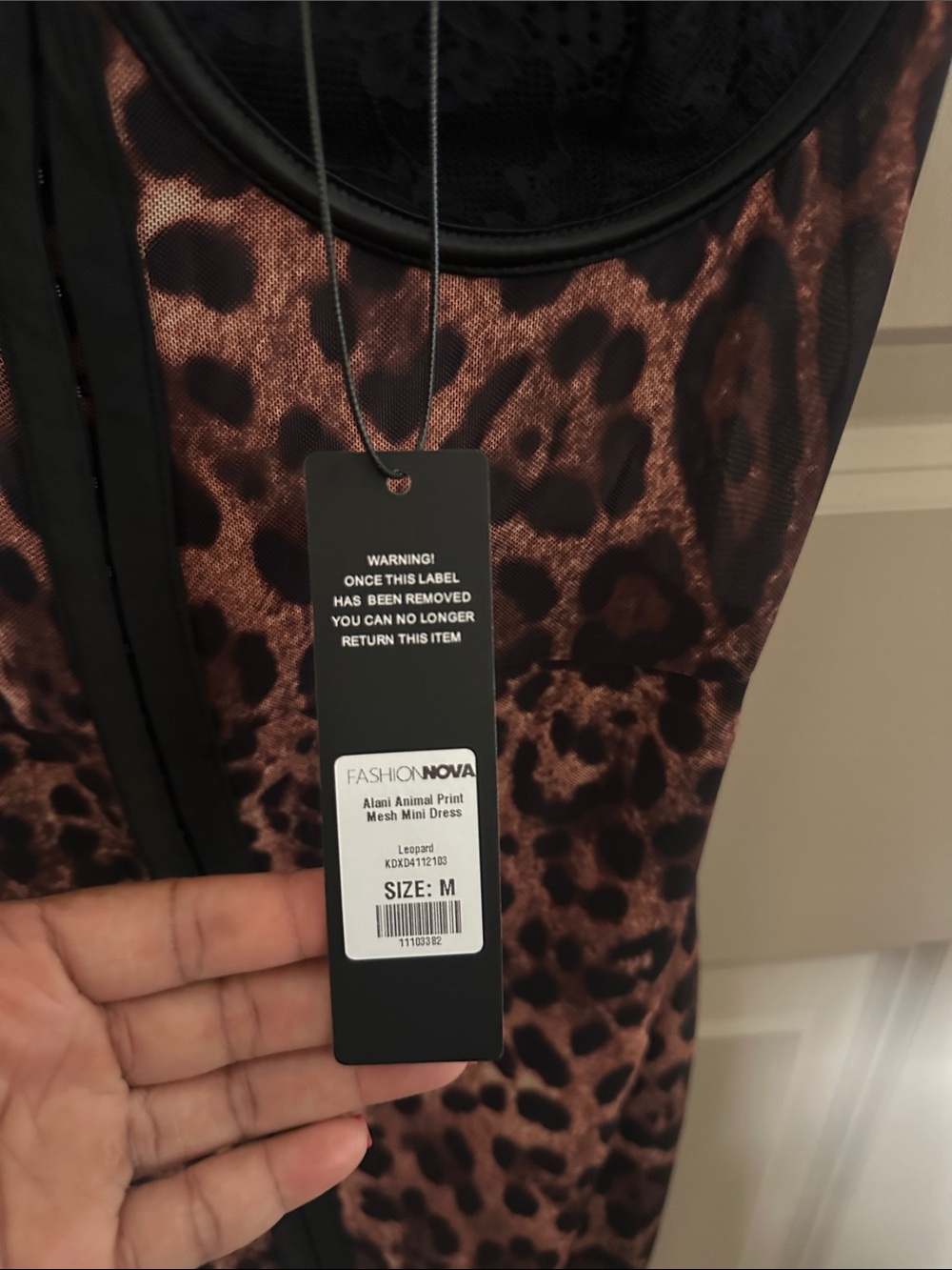 Fashion Nova Leopard-Print Lace Slip Dress - Black and Brown - Picture 2 of 4